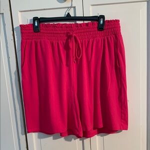 Color Alien High Waist Hot Pink Shorts with Elastic Waistband EUC